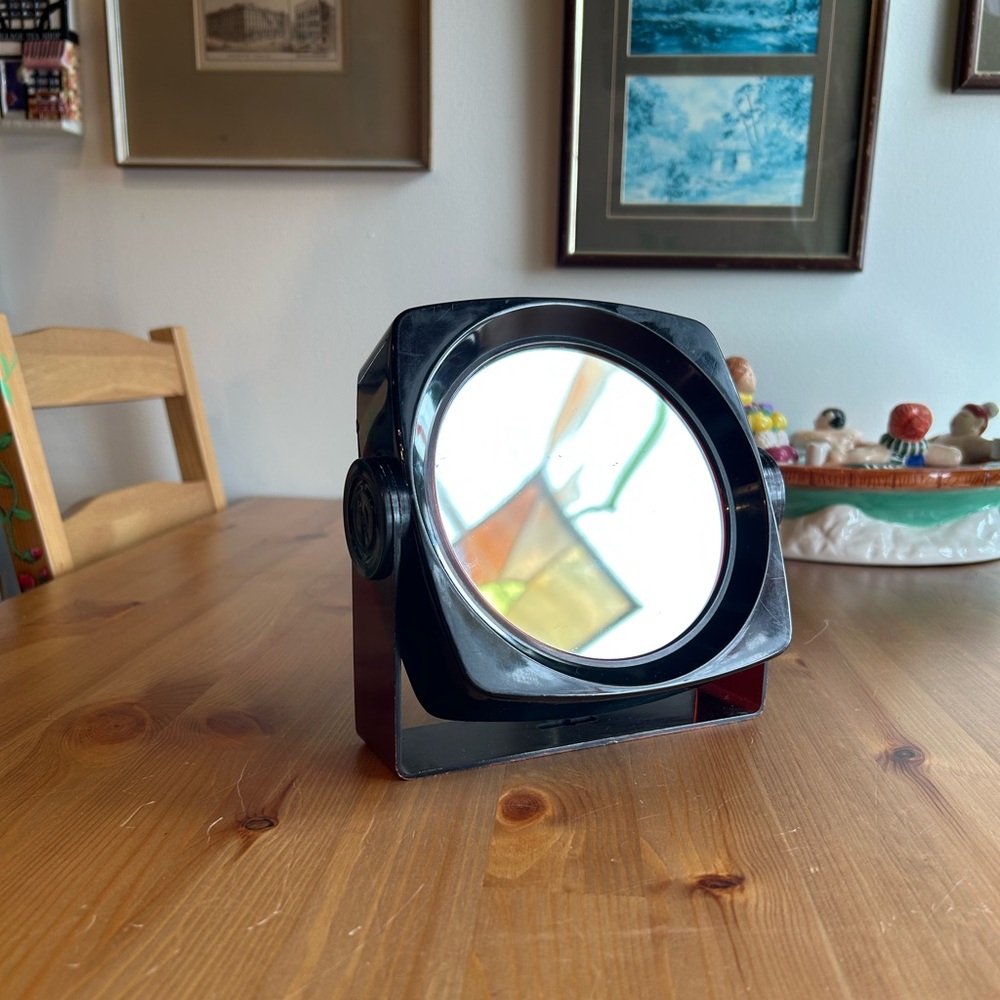 Vintage MCM Burgundy Rotating Mirror